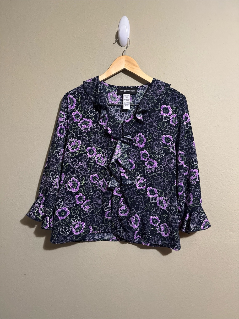 SAG HARBOR Women’s Size 8 Shirt Top Blouse Floral Button Front